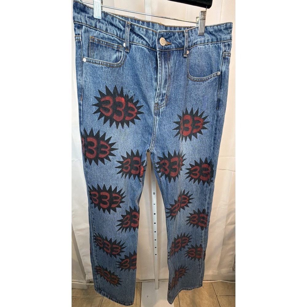 Half Evil Half Evil 333 - Spike Logo Blue Denim Pants 32